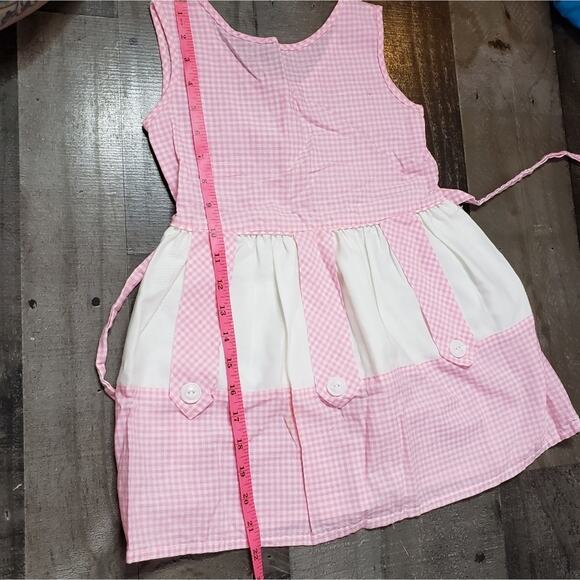 Vintage Handmade Pink & White Gingham Cottagecore Girls Dress - Picture 5 of 5